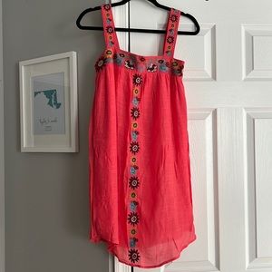 Floral trimmed pink dress